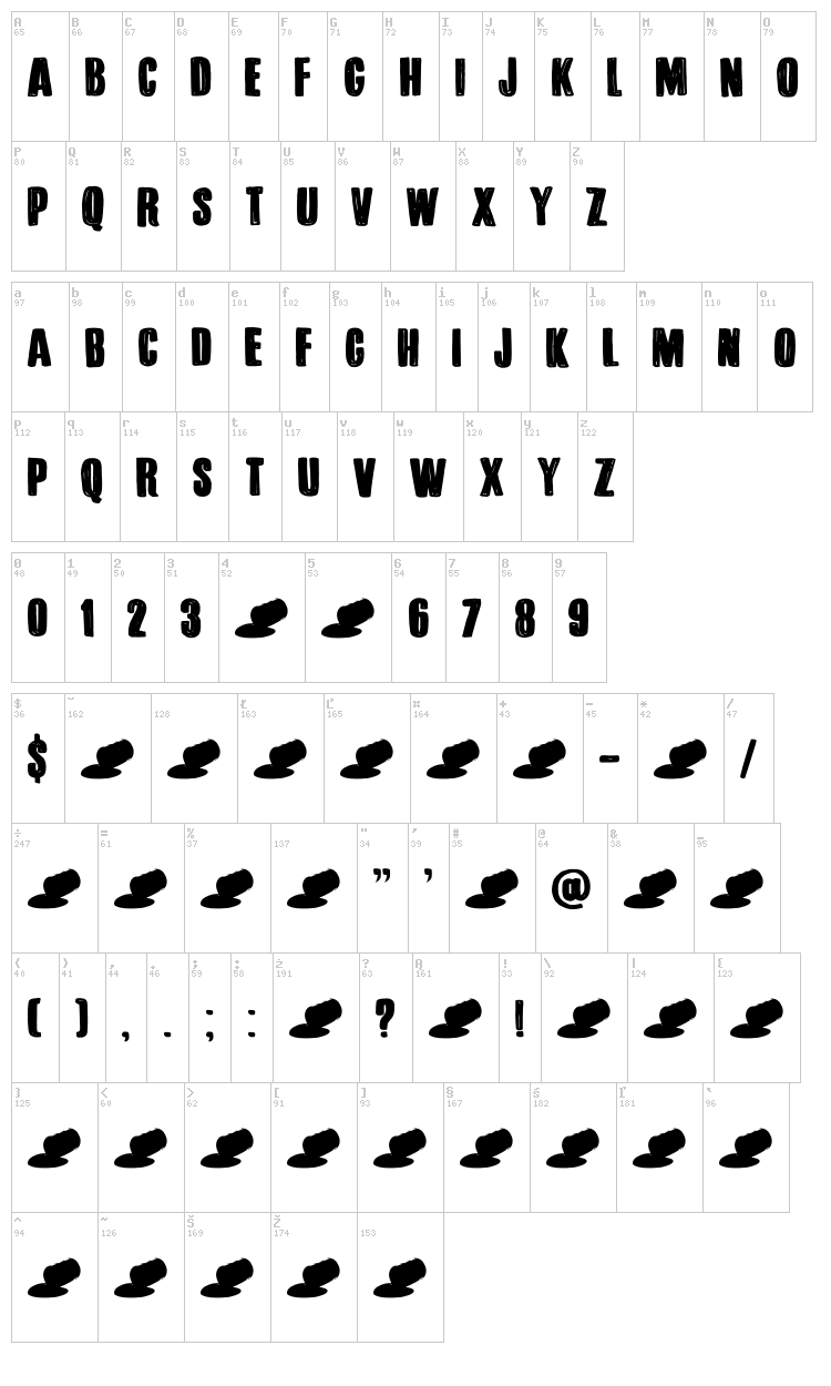DK Bitumen font map